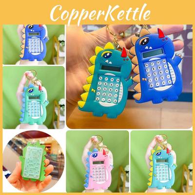 Cute Dinosaur Keychain With Puzzle Calculator For Kids' Learning