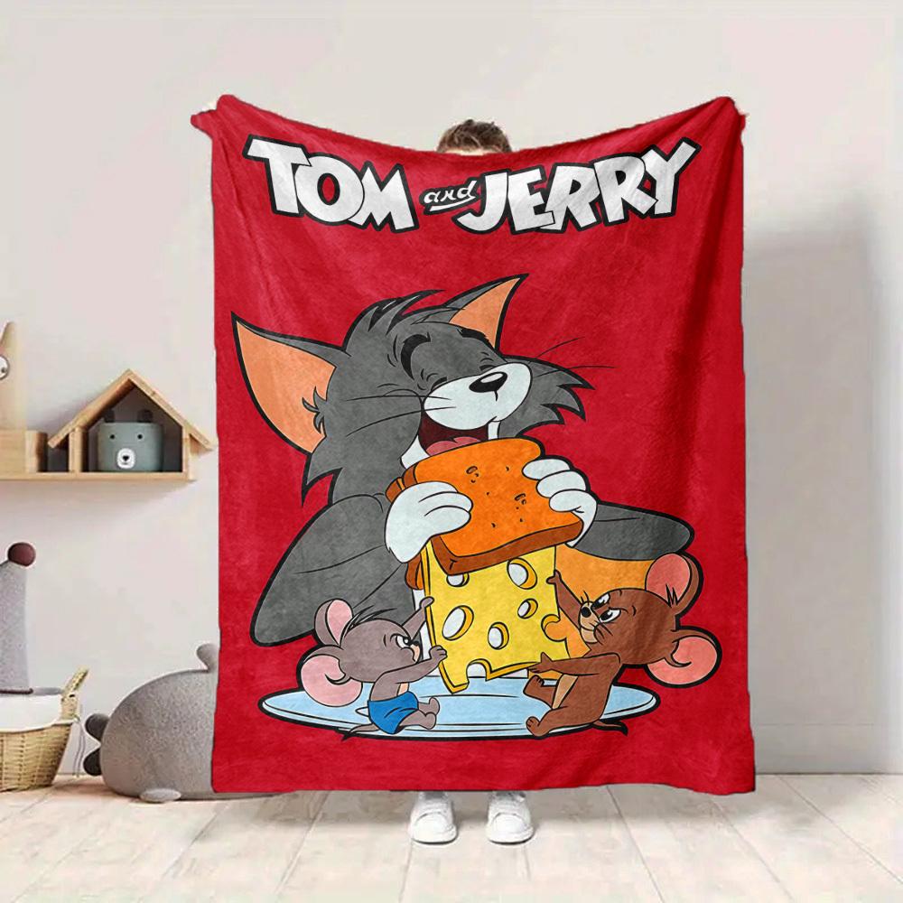 1pc Tom Jerry Flannel Throw Blanket Lightweight Soft Warm All Season Blanket for Sofa, Bed, Travel,L1028083