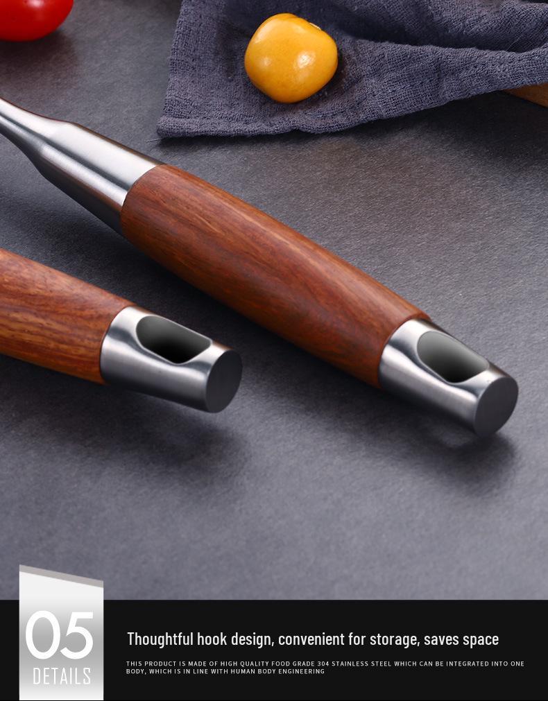 Four-Piece Spatula Set: 304 Stainless Steel & Pear Wood, Anti-Scald Long Handles for Stir-Fry Cooking