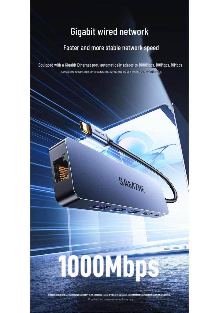 Mountain Lake Type-C Multiport Dock: HDMI, USB, Ethernet, Six-in-One Converter and Splitter