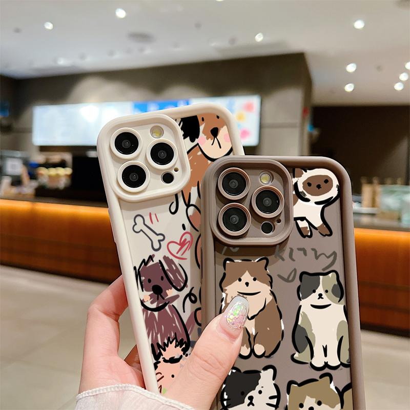 Funny Cats Graffiti Dog Soft Lanyard Rope Case For Samsung Galaxy A14 A32 A53 A13 A33 A52 S24 S23 S22 S21 Ultra Plus FE Cover