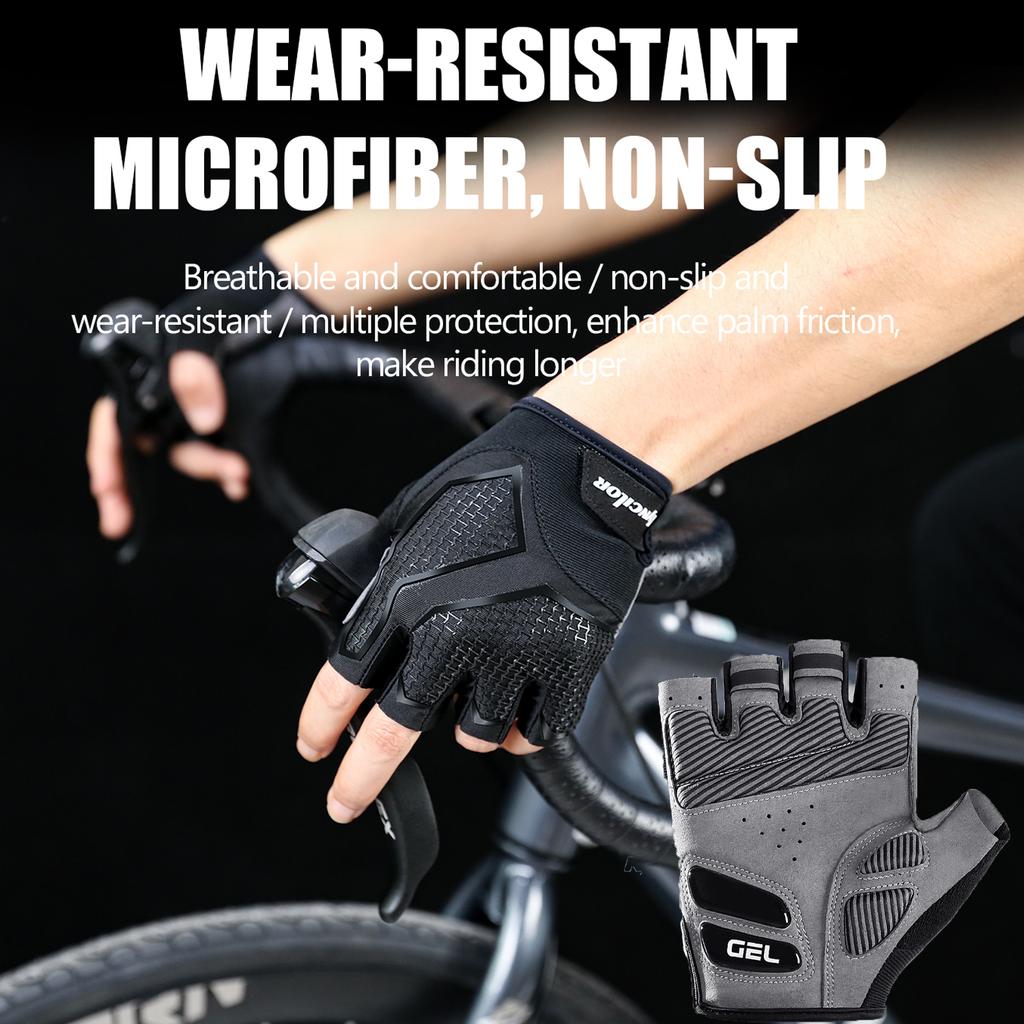 Bicycle Gel Half Finger Gloves Anti Slip Sweat Proof Shockproof Mountain Bike Road Armguard Portable Half Finger Bicycle Gloves
