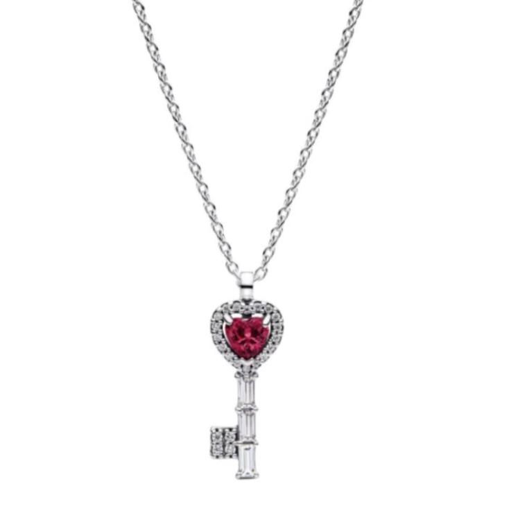 Pandora Personalized Fashion 925 Silver Necklace Women necklace Red 394392CO1 Box