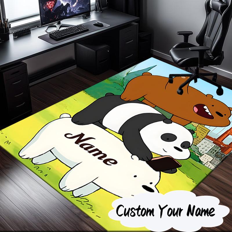 Custom Name Brown Bear Celebration Carpet, Chair Rug,Area Rug for Office Bedroom living rooms bedroom, Doormat decor Christmas fan gifts