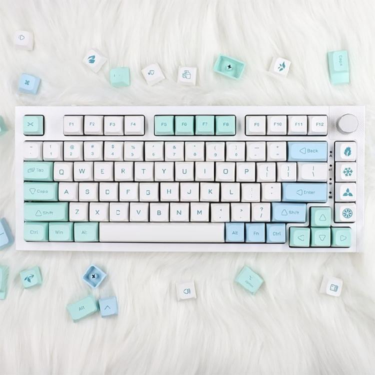 137PCS XDA PBT Keycaps with Heat Sublimated  Ice Mint Theme for Mechanical Keyboard Enthusiasts