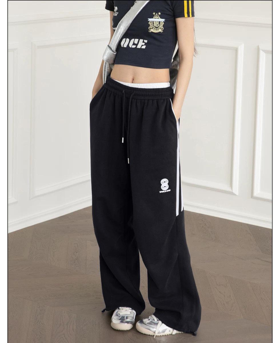 

Темно-сині жіночі широкі спортивні штани: Повсякденні джазові штани для вуличних танців на весну/літо 4XL