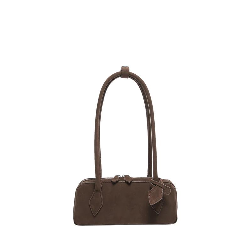 

Faux Suede Zipper Solid Color Bowling Shoulder Bags Fashi Ladies Bags 2026 Simple Versatile Tote Bag