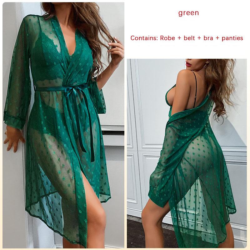 

Женские халаты, сексуальные сетчатые прозрачные ночные рубашки, халаты-кимоно, открытые халаты, женская однотонная пижама, сексуальное женское белье, ночная рубашка XS зелёный