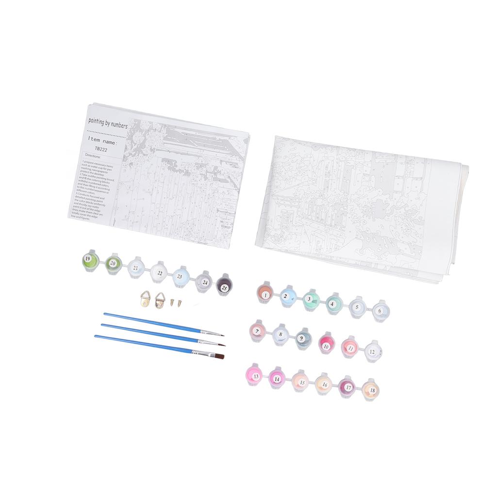 Paint By Numbers 15.7x19.7in Acrylic Paint Pre Printed Canvas Simple Stpes Pressure Relief Number