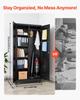 Metal Storage Cabinet, 179.5 cm Rolling Steel Garage Cabinet with Adjustable Shelves, 2 Magnetic Doors, Hanging Rod & 3 Rod Hooks, 5 Tiers Lockable