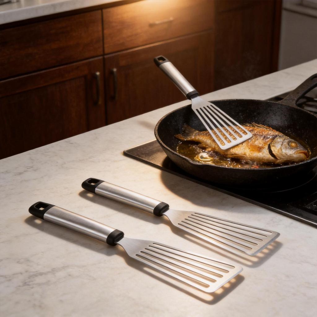 Stainless Steel Multi-Use Spatula for Teppanyaki, Fish, Pancakes, Waffles, Fried Eggs, and BBQ Grilling
