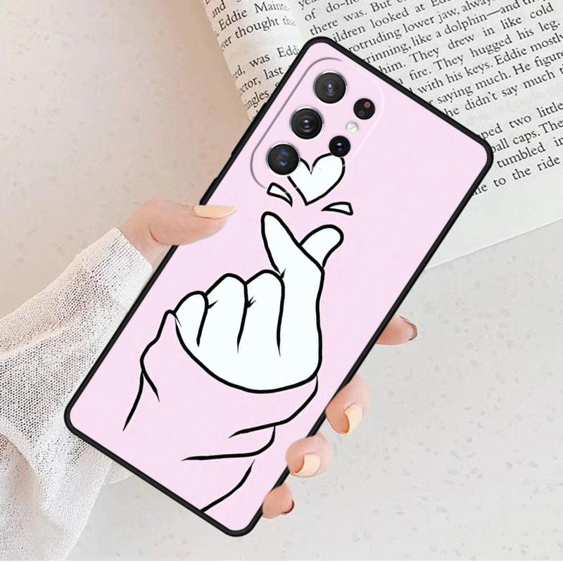 Kpop Finger Heart Phone Case For Samsung Galaxy S25 S23 S30 S8 S21 S20 FE S24 S22 Note 10 20 Plus lite Ultra