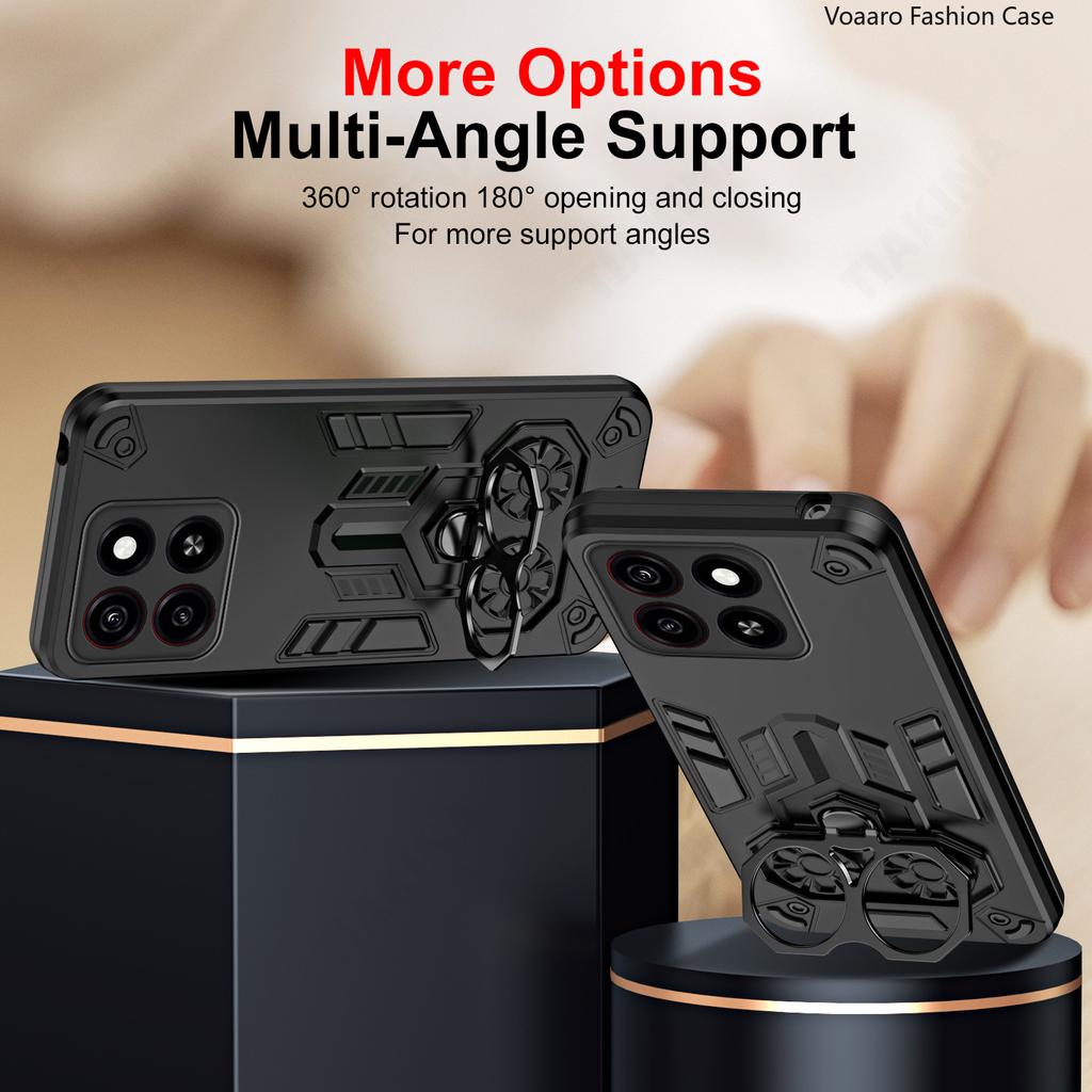 Dual Finger Ring Armor Cover for ZTE Blade A55 Case for ZTE Blade A35 Rotate Metal Bracket Kickstand Holder Case Shockproof Capa