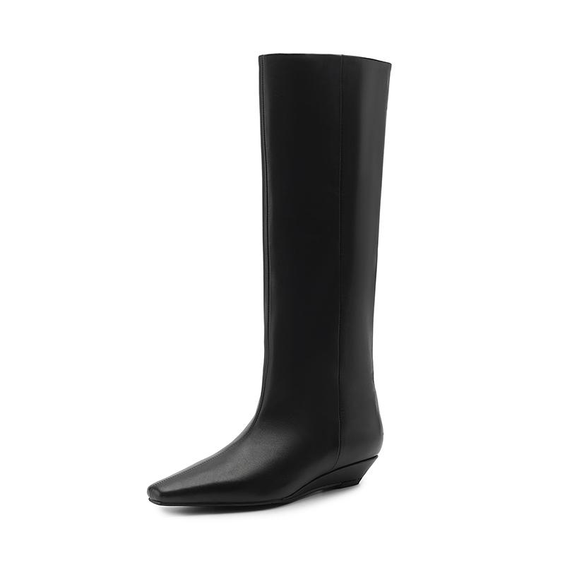 Fashion 2024 New Retro Women Boots Autumn Winter Slip-On Boots for Women Square Toe Basic Shoes Winter Modern Knee-high Boots