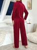 European and American cross-border pajamas bow lapel long-sleeved trousers casual women's loungewear two-piece set foreign trade