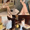Sheepskin holiday style square head straw splicing versatile contrasting sandals women's summer outer slippers