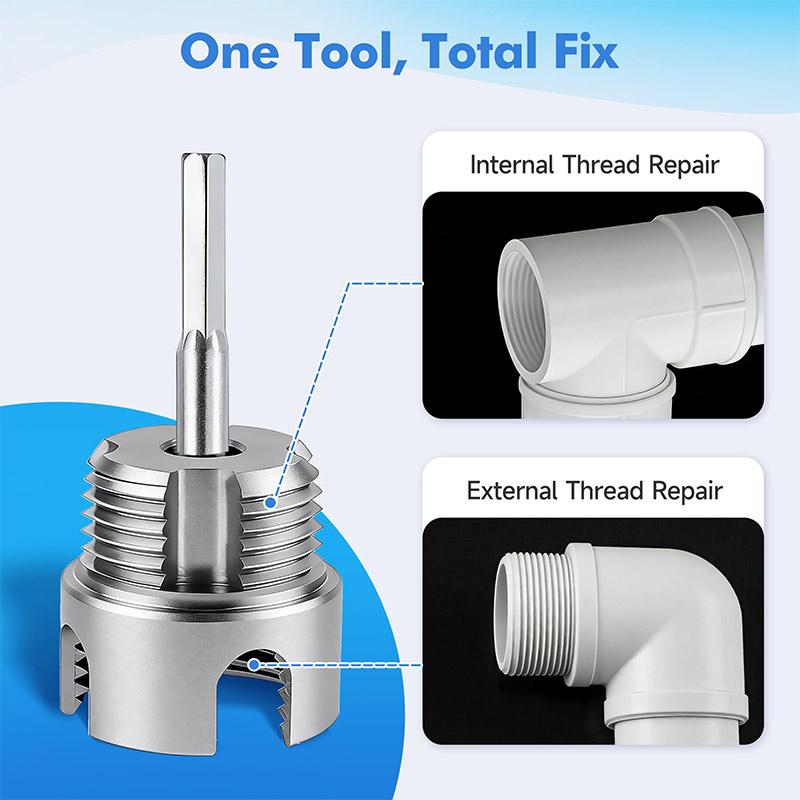 3pcs Internal & External Pipe Threading Tool Set, 1/2'' 3/4'' 1'' PVC Plastic Pipe Threader Kit, Drill Compatible Threading Tool