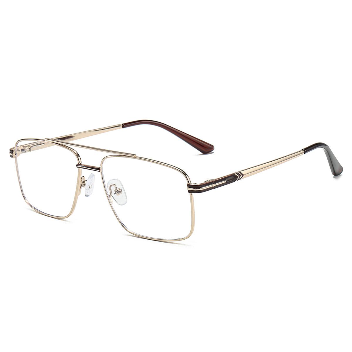 

54-15 Business Men s Metal Square Double Beam Glasses Frame Anti-blue Light Reading Glasses Myopia Prescription Customization Anti blue light 0 золотой