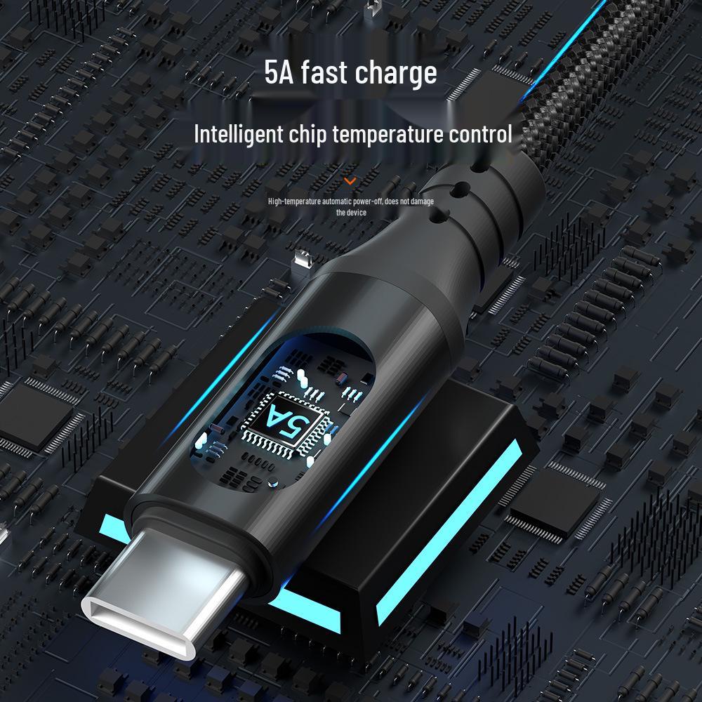 5A Dual Type-C PD100W Fast Charging Cable with Digital Display for iPhone 15 and Huawei Laptops