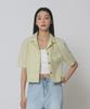 EXPRESSHOLIDAY Open Collar Crop Shirt_Lime