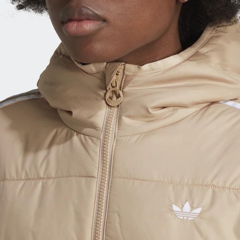Adidas Originals Solid Color Slim Fit Hooded Jacket Women Jacket Beige HK5252