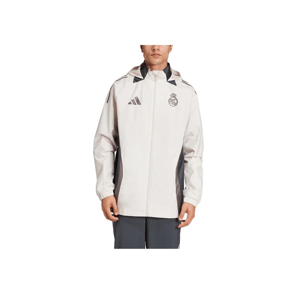 Adidas Real Madrid Training Casual Hooded Long Sleeve Vintage Jacket Unisex Jacket Cream IT5121