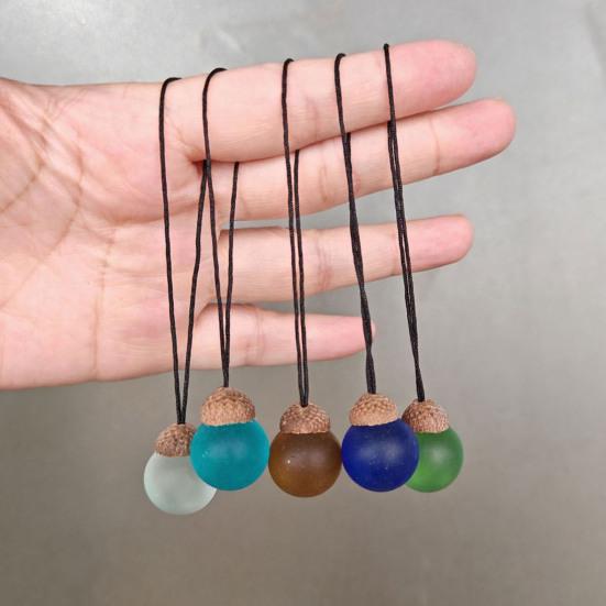 5Pcs Acorn Pendant Sea Glass Handmade Ornament with Natural Acorn Caps Small Nature Hanging