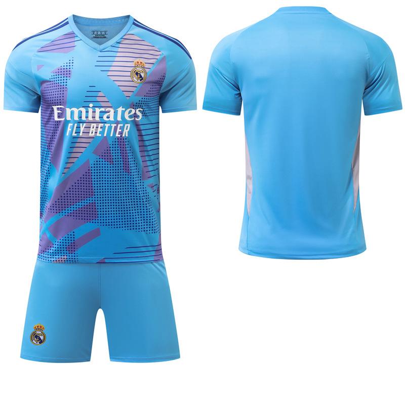 2024-25 Real Madrid sky blue goalkeeper jersey #1 Courtois #9 Mbappé Football Jerseys
