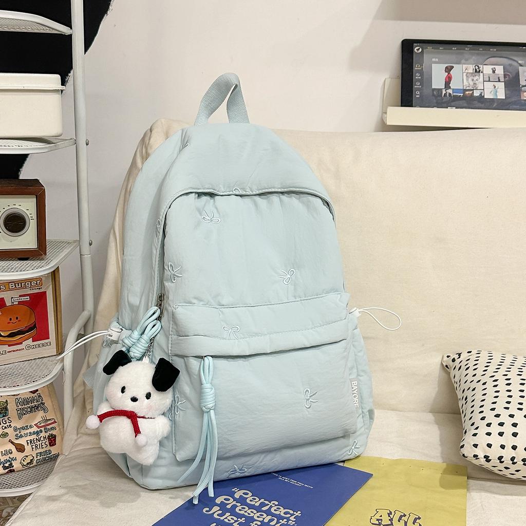 Schoolbag Japanese bow girl schoolbag ins style Korean version simple and versatile junior and high school students small fresh backpack