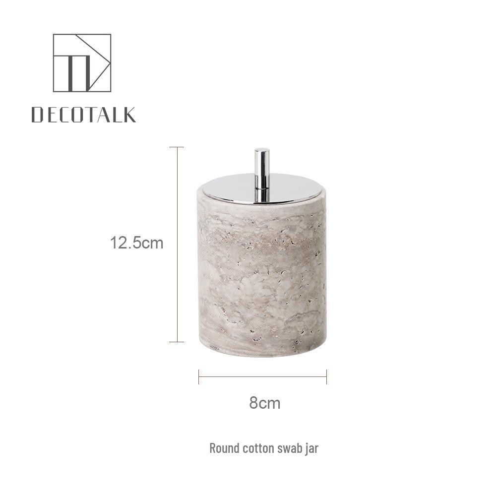 Set da Bagno Travertino Grigio Argento Wabi-Sabi: Vassoio e Decorazione per Lavabo.