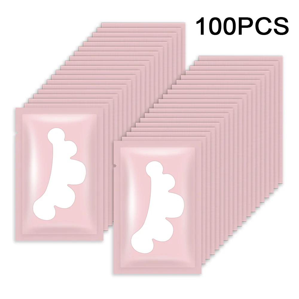 100 Pairs Pink Hydrogel Eye Patch Eyelash Extension Natural Lint Free Under Eye Gel Pads Lash Extension Supplies Beauty Tools