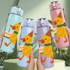 1PC Duck Holding Birthday Cake Cartoon 750ml Color Plastic Sports Water Bottle Leakproof Flip Straw Lid Suitable for Sports Office Home Use