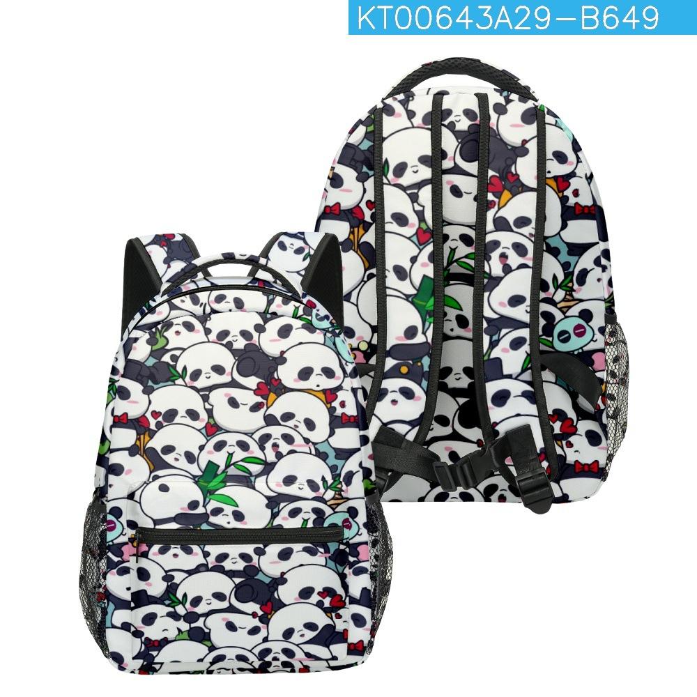 Hip Hop Kpop Jugendliche Schultaschen Unisex Niedliche Panda-Reisetaschen 3D-Druck Oxford Wasserdicht Notizbuch Schulrucksäcke