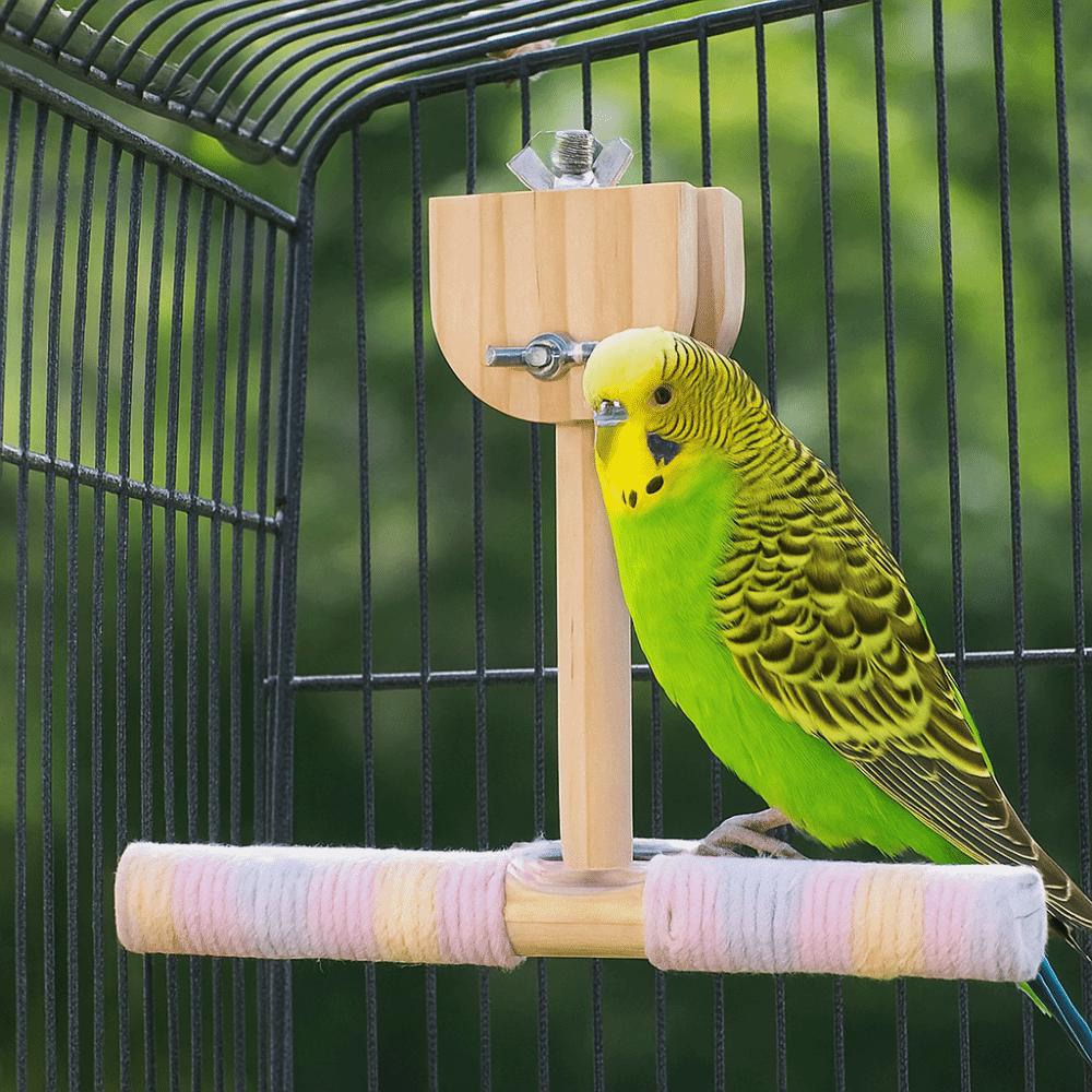 Sturdy Bird Stand Toy Wear-resistant Bird Cage Decoration Wood Parrot Swing  Bird Cage Accessories