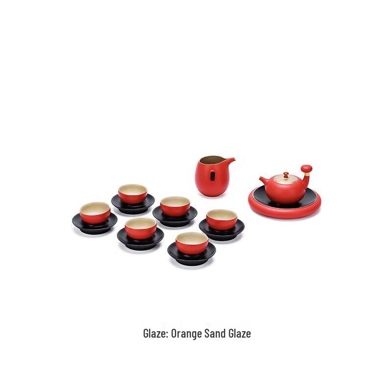 Edenus 'Hongyun Dangtou' Chinese Red Ceramic Tea Set