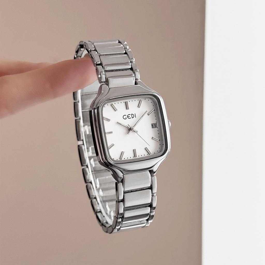 Neue Modeuhr im Vintage-Stil für Damen, Leopardenmuster, quadratisches Gehäuse, Edelstahl, Damen-Quarz-Armbanduhr, Uhr, Geschenk