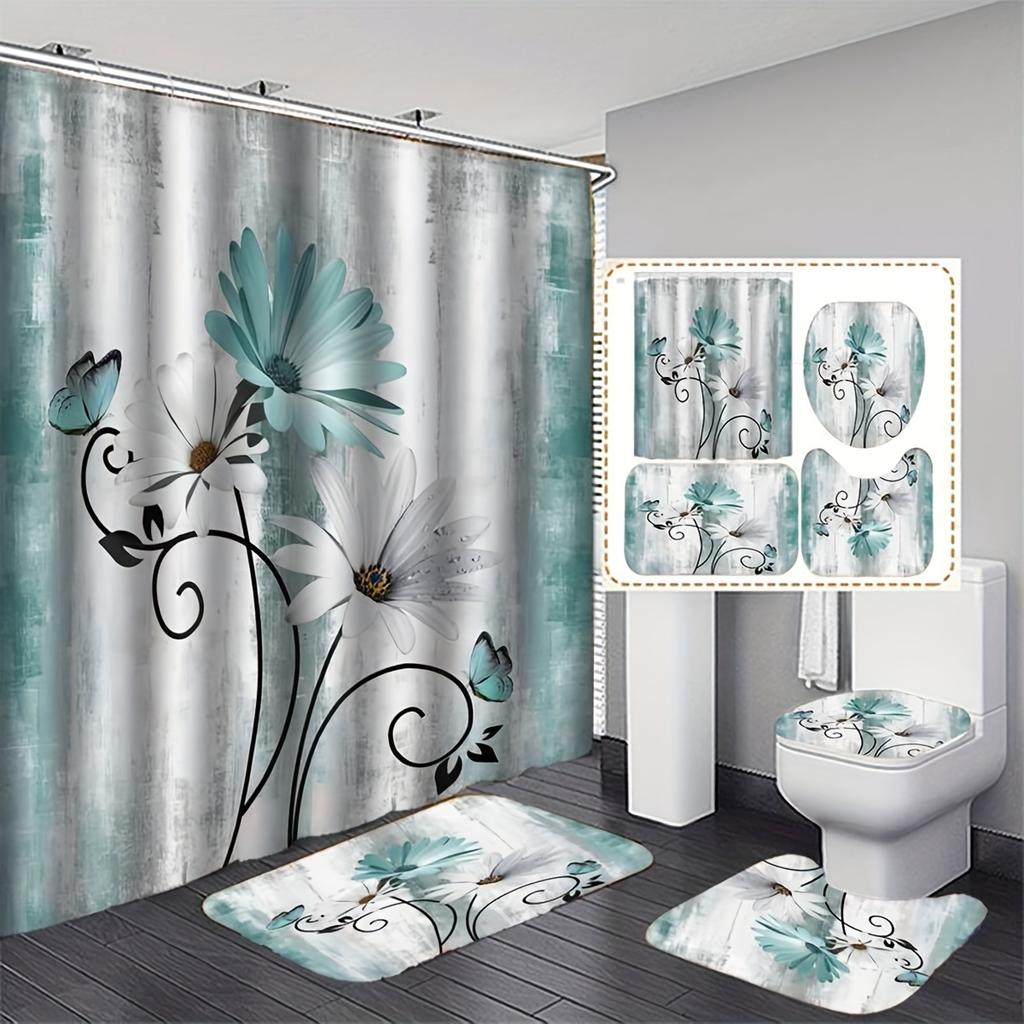 Bathroom Abstract Bohemian Shower Curtain Medieval Minimalist Art Polyester Fabric Shower Curtain 180 * 180CM with 12 Hooks