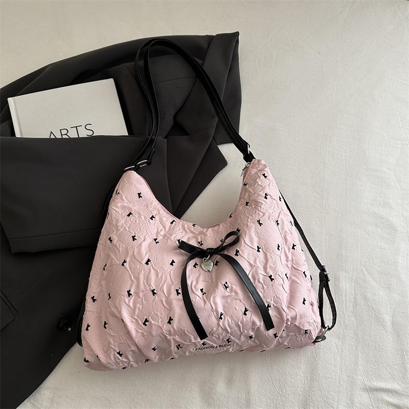 Folded Bow Small Bag Women's New Trendy Fashion Commuter Tote Bag Summer Versatile Armpit Bag