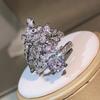 Vintage White Gold Color Crystal Zirconia Finger Rings 925 Silver for Girl Trendy Wing Shape Party Women Jewelry Gift