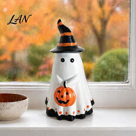Halloween Gifts for Friends Ghost Ornament, Cute Tabletop Sculpture, Durable Resin Decorative Centerpiece Table Home Party Festive Shelf Ornaments