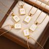 Stainless Steel Pendant Necklace Men Fashion Letter Square Card Necklace Adjustable Chain Necklace Present for Man Woman