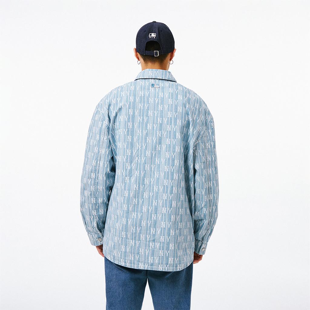 New MLB New York Yankees SS24 Denim Jacket Spring Fall Unisex Light Blue 3ADRM0341-50BLL