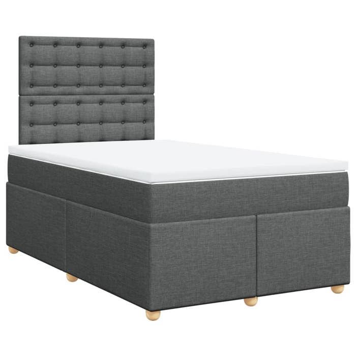 Exclusive House - Slatted Bed Base with Dark Grey Mattress 120x190cm Fabric