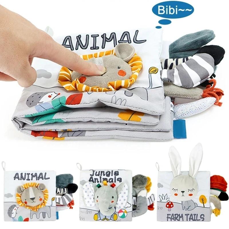 Baby Stoffbuch Spielzeug Tiere Weich Lernen Pädagogisches Spielzeug für Babys Entwicklung Montessori Sensorische Bücher Babyspielzeug 0 12 Monate