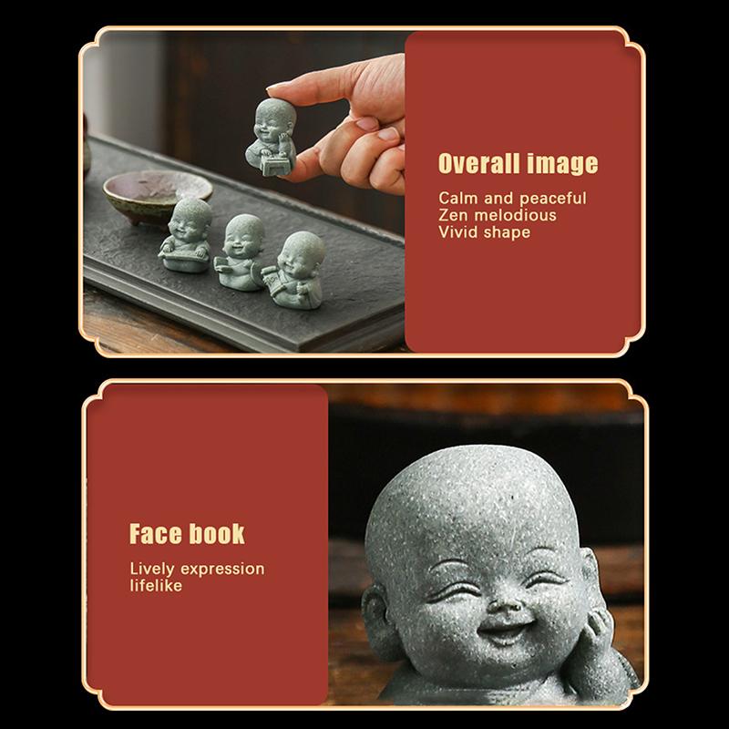 1/4Pcs Home Decor Cute Stone Little Monk Statues With Serene Zen Vibes Ornament For Meditation Space Desk Meaningful Gifts