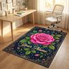 Roses Theme Soft Crystal Velvet Rug Custom Name & Text Print Non Slip Floor Rug for Bedroom Living Room
