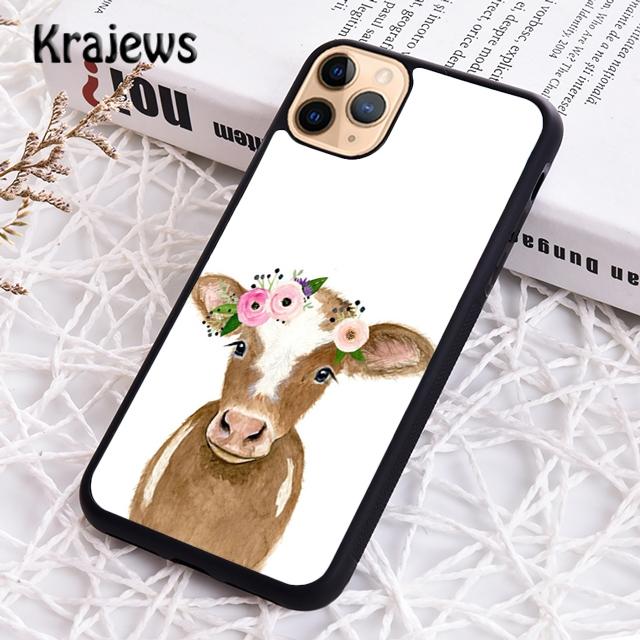 Krajews Animal cattle cow watercolor painting Phone Case For iPhone 17 Air 16 15 14 plus 11 12 13 pro max coque Fundas