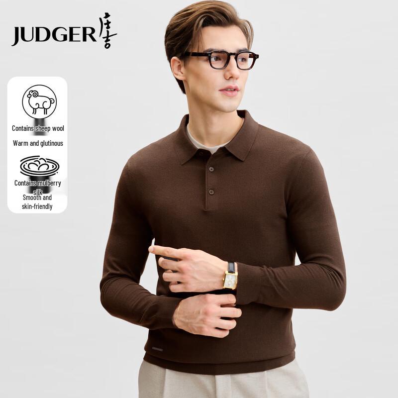 Zhuangji Men s Wool-Silk Polo Long-Sleeve T-shirt L