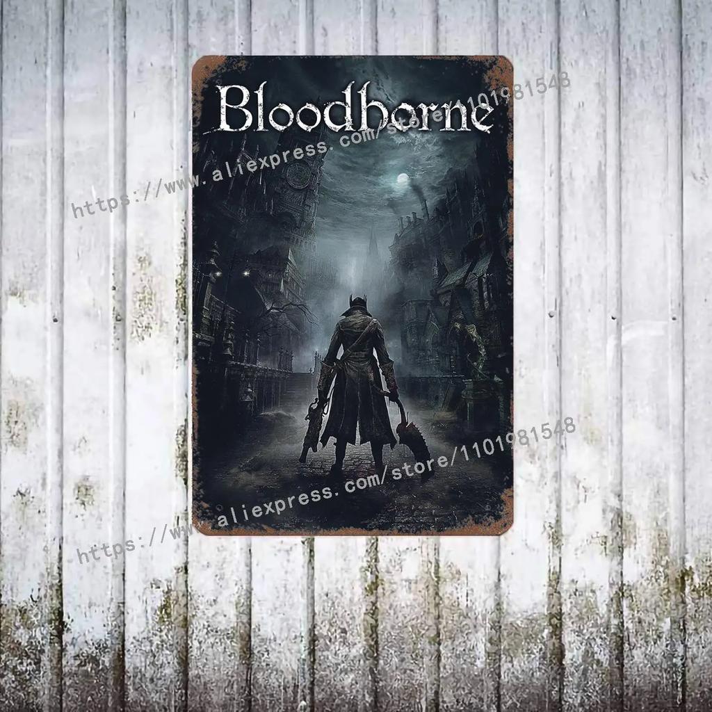 Bloodborne Video Game Metal Decor Poster Vintage Tin Sign Metal Sign Decorative Plaque for Pub Bar Man Cave Club Wall Decoration