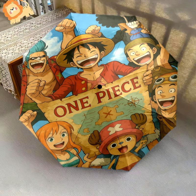 1 PC Automatic Folding Umbrella - Anime One Piece Pattern Portable Foldable Design With 8 Ribs Christmas Birthday Gifts